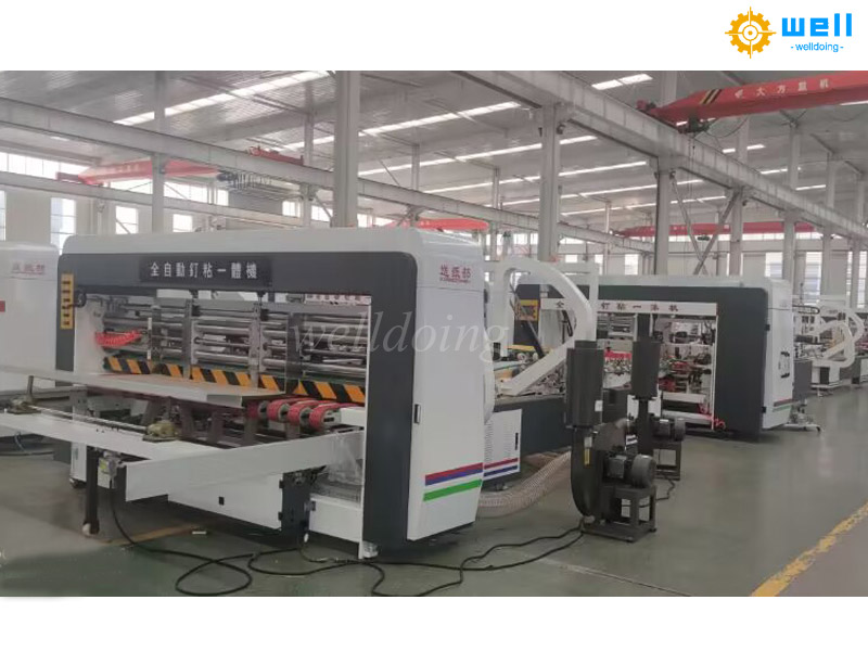 automatic corrugated box folder gluer stitcher machine